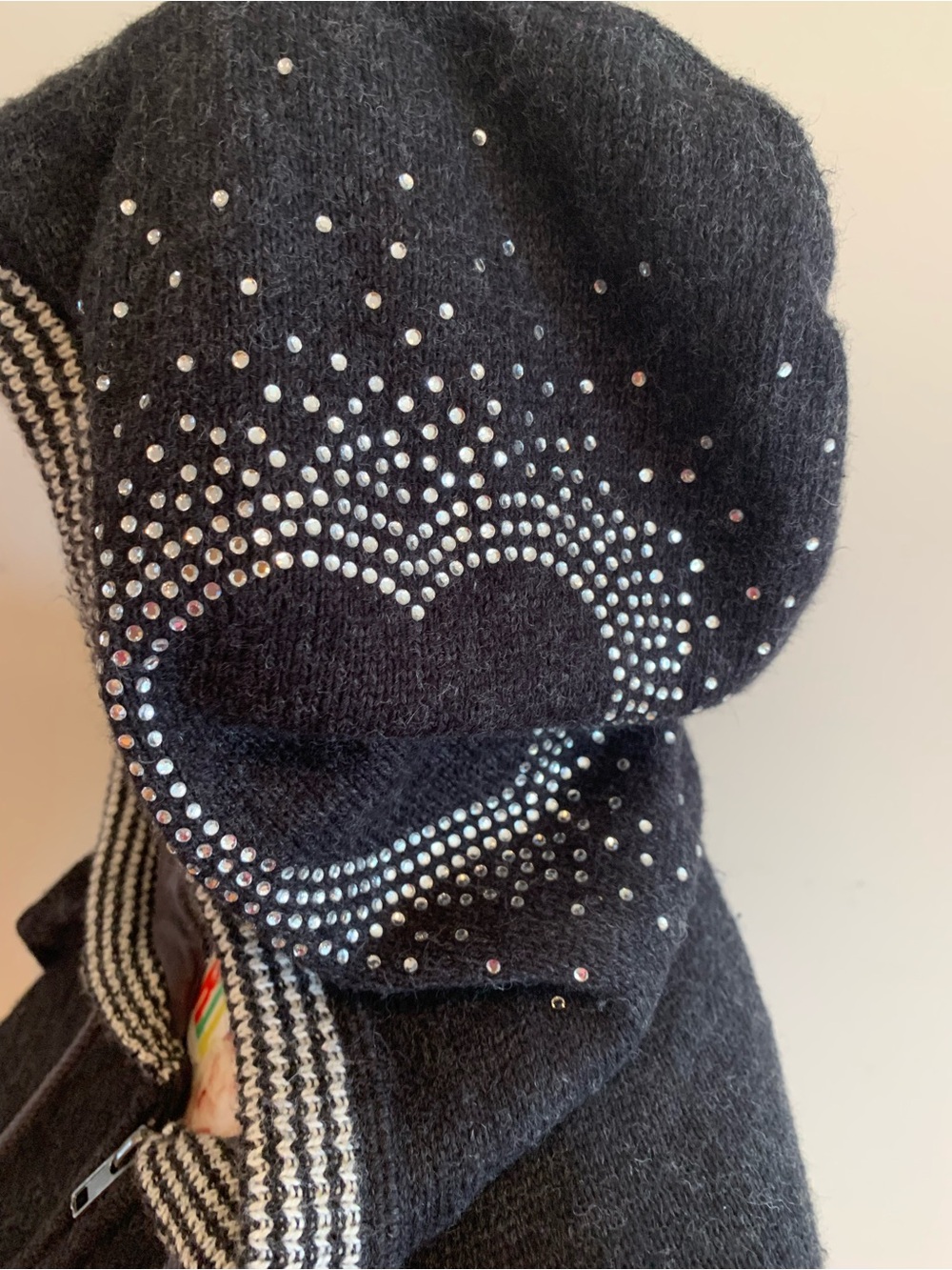 Vintage PINK Victoria's Secret Black Hoodie with Sparkle Embellishment - Picture 5 of 10